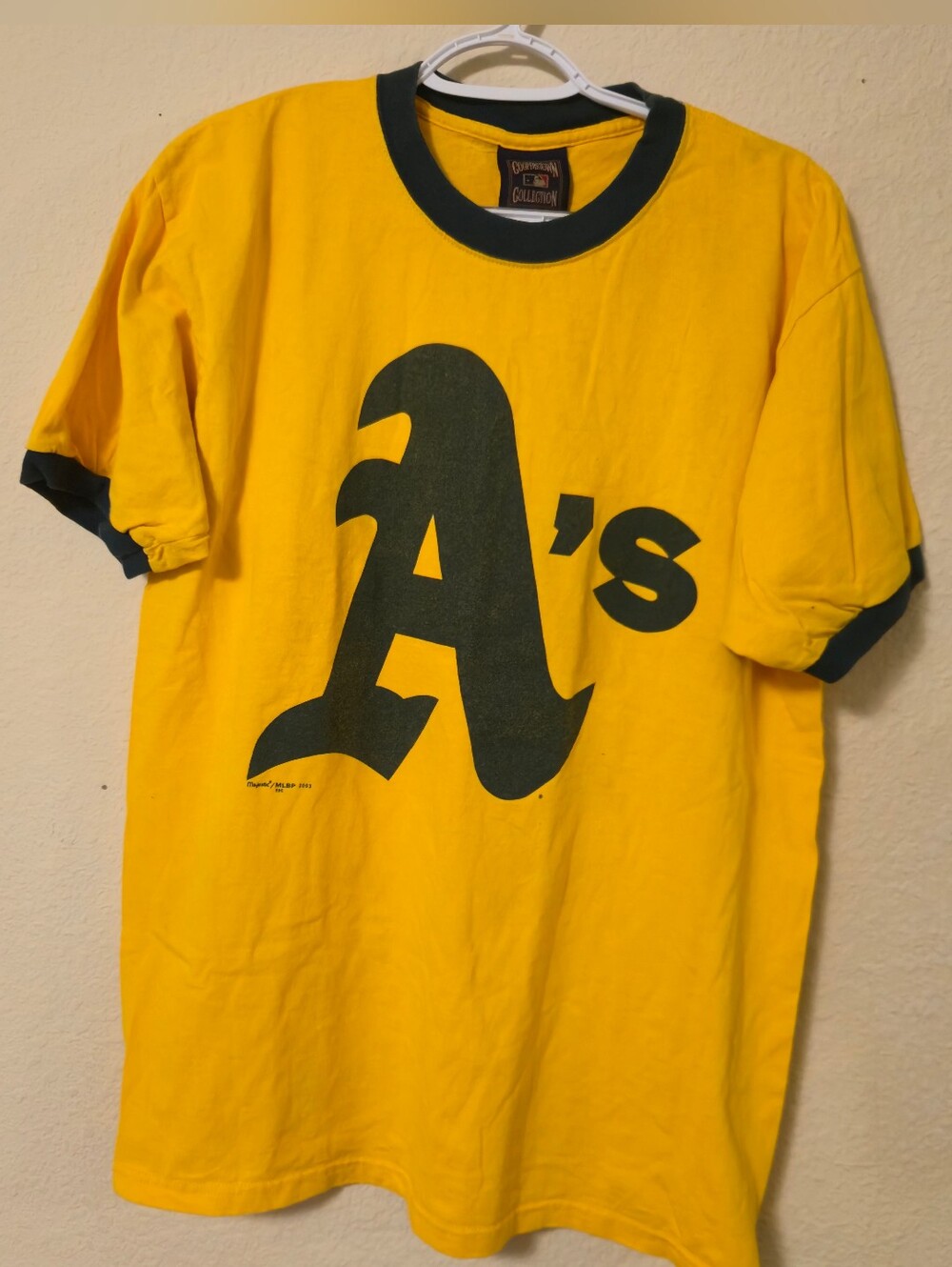 Vintage 2003 Oakland A's Majestic Cooperstown Ringer T-Shirt USA Large